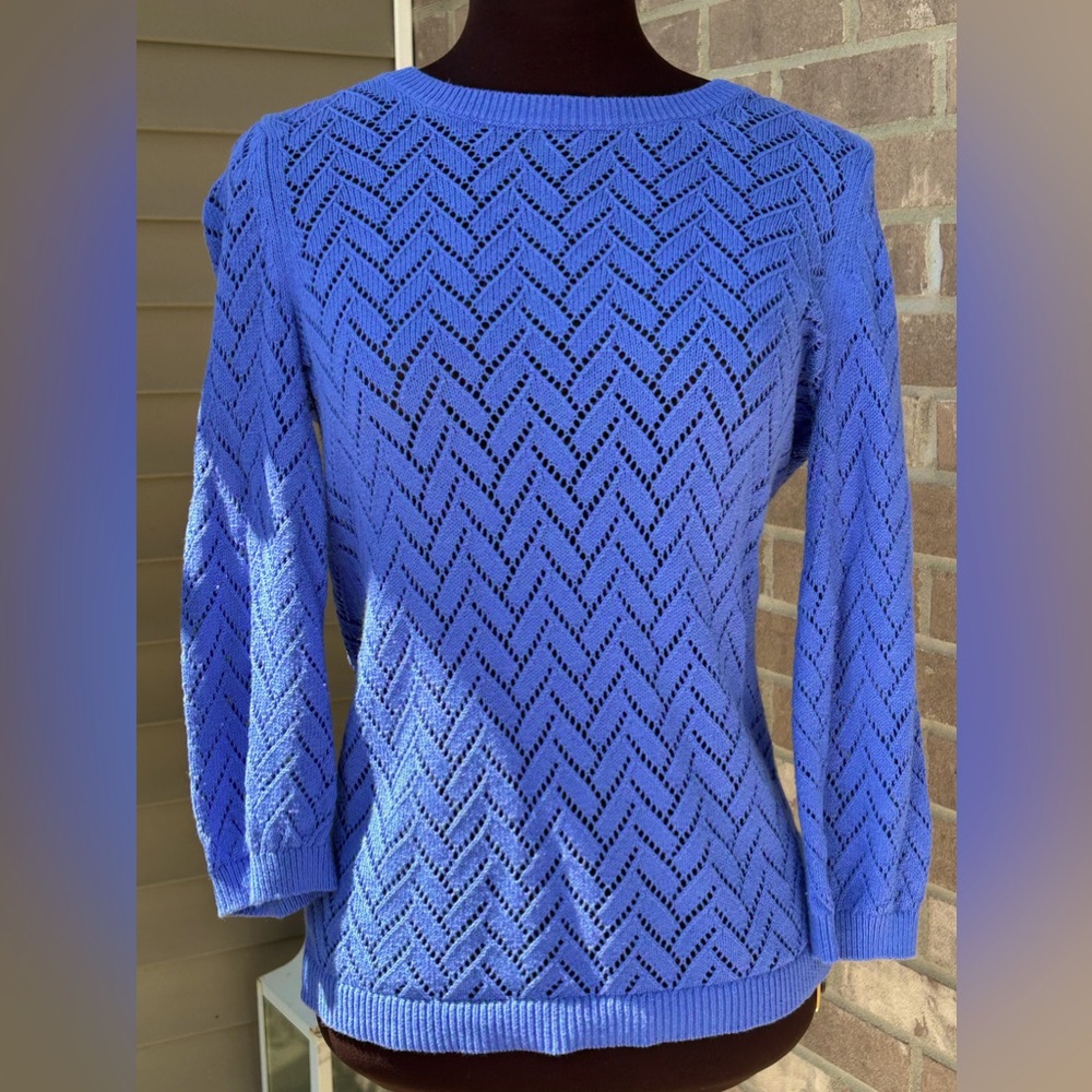 TALBOTS sXS periwinkle linen/cotton sweater Loose knit-looks new